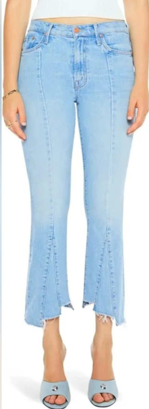 MOTHER The Insider Crop Pointy Fray Jeans in Lets Get it Together Size 27